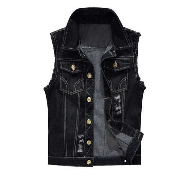 

2019 fashion jeans vest sleeveless jackets men denim jeans vest cowboy mens denim waistcoat plus size 6xl 3xl, Black;white