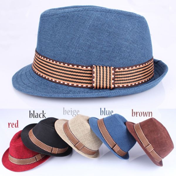 

kids fedora hats kids boys girls fedora cap child british jazz fashion noble temperament style hat trim cool jazz cap, Yellow