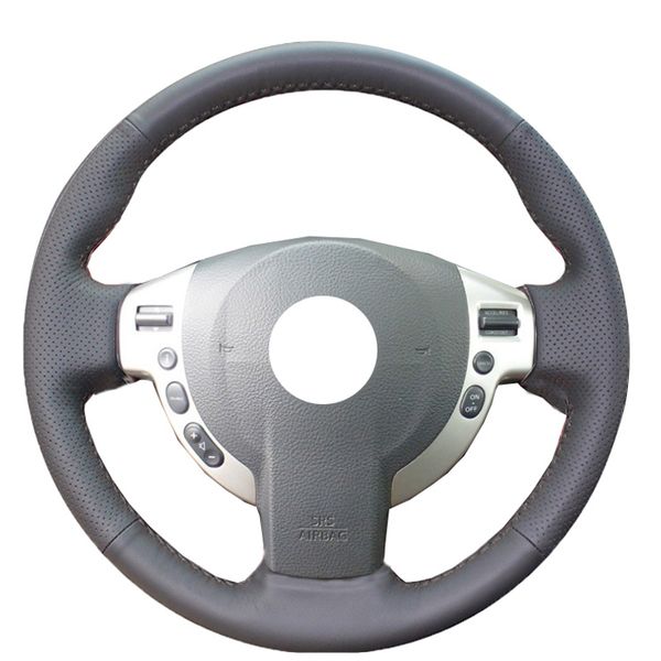 

kunbaby genuine leather color black red car steering wheel cover for qashqai x-trail nv200 rogue