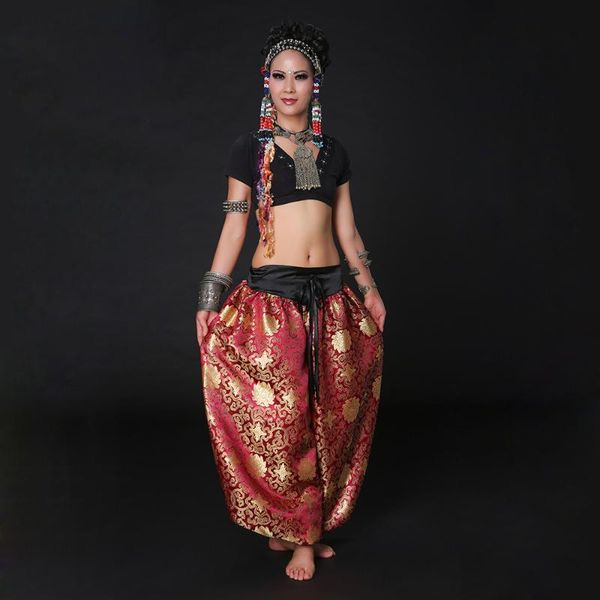 

2020 tribal belly dance costume ats tribal bellydance clothes choli and gypsy dance bloomers harem trousers pants, Black;red