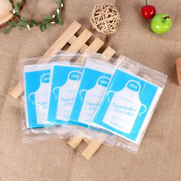 

disposable apron cooking cleaning plastic aprons transparent easy use kitchen aprons for women men fast shipping qw9656