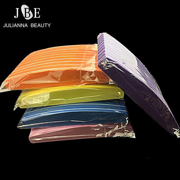 

50pcs/lot mix color nail file sponge curved nail buffer file washable 100/180 double side buffer for finger polish uv gel