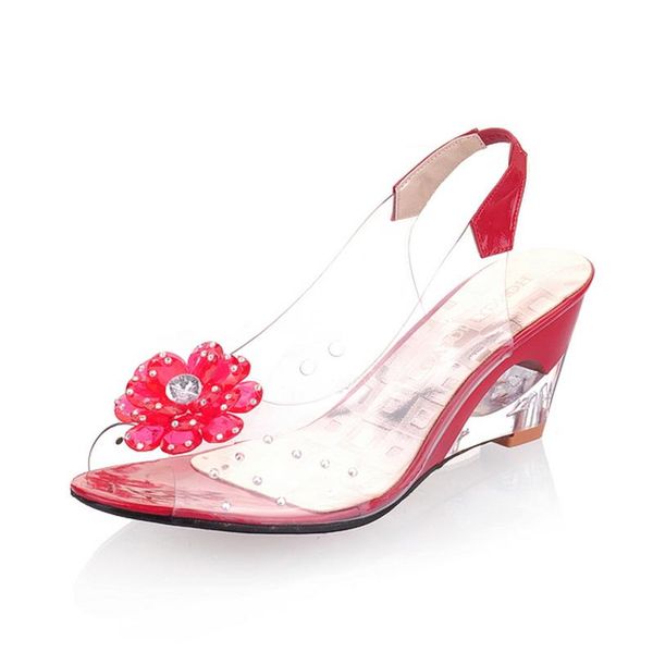 

women summer 7cm high heel sandals shiny crystal strange wedges heels sandalias de mujer shoes woman size 33-43, Black