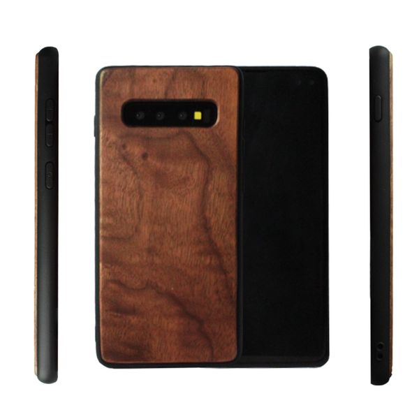 2019 Heißer Verkauf Holz + Arc Edge TPU Handyhülle für Samsung Galaxy S10 S10e S10 Plus Rückseite Holz Bambus Hüllen für iPhone 7 8 6 x XR xsmax