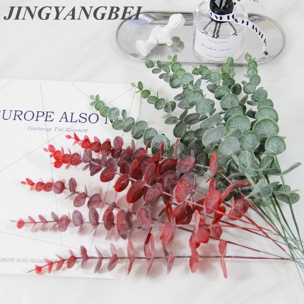 

38cm artificial round leaf single eucalyptus leaf money artificial flower plant wedding decoration home flower wall