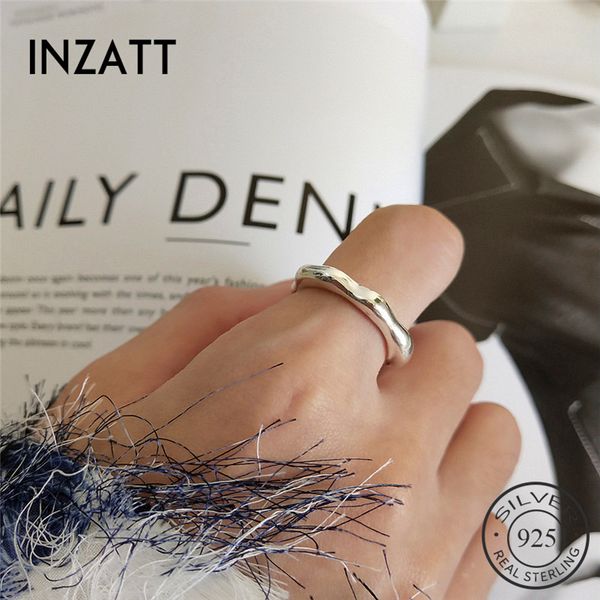 

inzareal 925 sterling silver wave opening ring for fashion women minimalist ring fine jewelry bamboo knot trendy gift 2019, Golden;silver