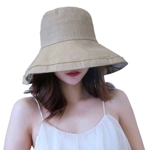 

double-sided bucket hats women cotton wide brim sun hat uv protection sunshade caps women outdoors summer beach fisherman hats jump ropes