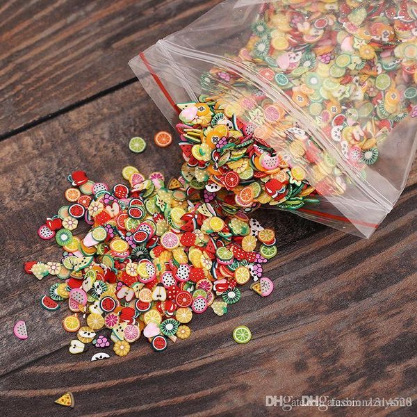 

decoration 500pcs fimo stickers nail art tips sticker 3d fruit animal mix fruit heart slice flower diy, Black
