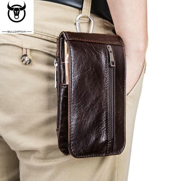 

bullcaptain cow leather multifunction casual daily fashion small messenger one shoulder bag designer waist belt bag phone pouch