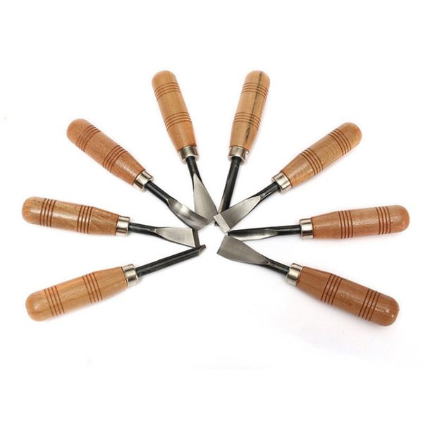 Freeshipping 8Pcs / Set Woodpecker Dry Hand Wood Carving Tools Chip Detail Set di coltelli a scalpello