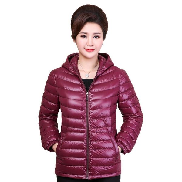 

down jacket women's new style 2019 autumn and winter middle-aged mom thin hooded short large size plus-sized loose-fit, Black;white