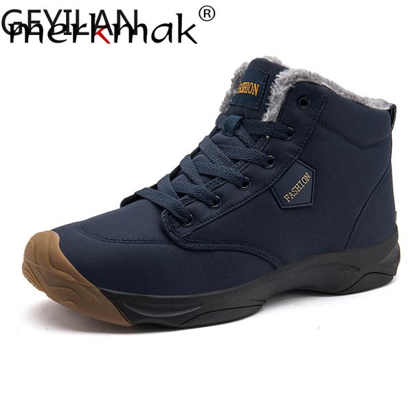 

autumn winter men ankle boots classic warm snow boots comfortable lace up outdoor leather shoes male big size 39-46, Black