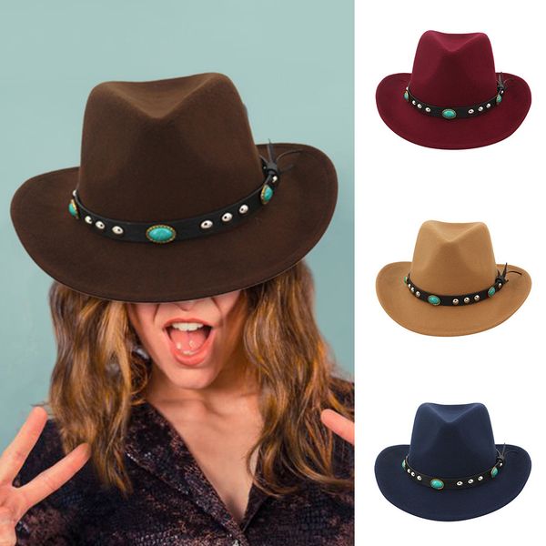 

women's hat with a visor woven cowboy brown hat classic cattleman nylon outdoor hat with belt winter men chapeu masculino, Blue;gray