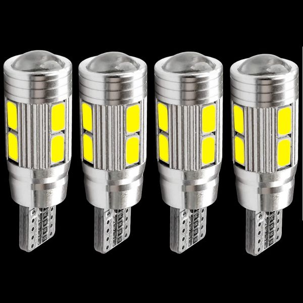 

4pcs t10 168 192 w5w 10 smd 5630 5730 led projector lens car parking light reading lamps auto clearance bulbs canbus no error 4x