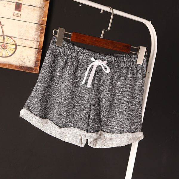 

summer women girl running sport beach shorts drawstring high waist crimping shorts, White;red