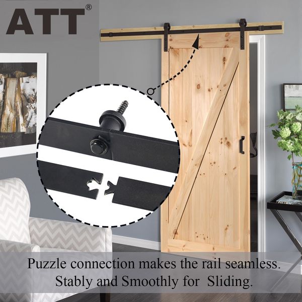

6.6 foot 2x3.3ft track j shape big wheel black sliding barn door hardware kit