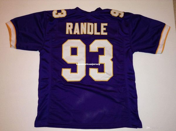 

retro custom sewn stitched #93 john randle purple mitchell & ness jersey men's football jerseys running, Black;blue