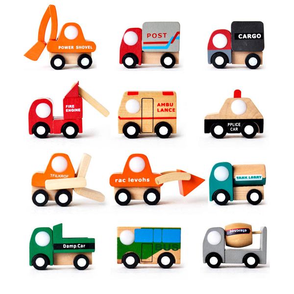 

12pcs mini cars decoration wooden cars model toy vehicles toy for children brinquedo menino