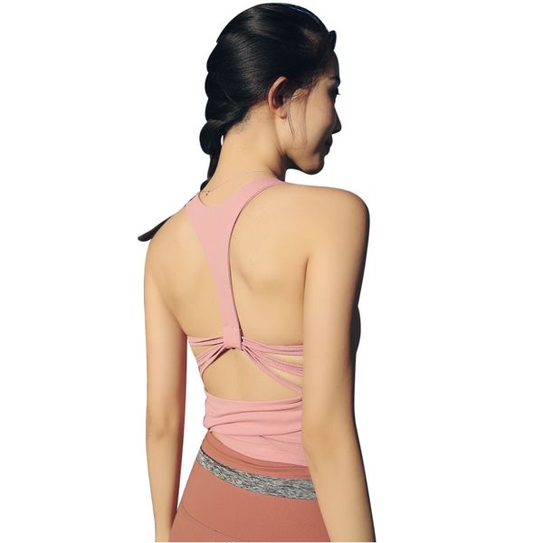 

women sport padded backless workout yoga shirts seamless sport running gym fitness workout tank t shirt, White;red