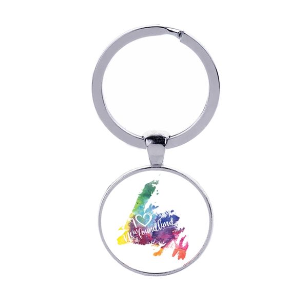 

Ньюфаундленда Карта Брелок I Love Ньюфаундленд Красочный держатель стекло кабошон