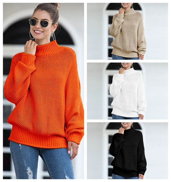 

2019 осень и зима европейский новый толстая линия свитер взрыв раздел керлинг высокий воротник летучая мышь рукав свитер, поддержка смешанно, White;black