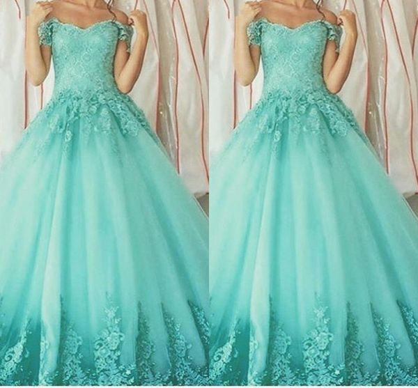 

aqua blue off shoulder sweet 16 dresses lace applique ruched prom quinceanera dress party graduation dresses for 8th grade, Blue;red