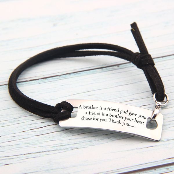 

friend bracelet piece tag stamped bbf bijuteria engraved leather pulseiras trinket keepsake birthday gifts souvenir, Golden;silver