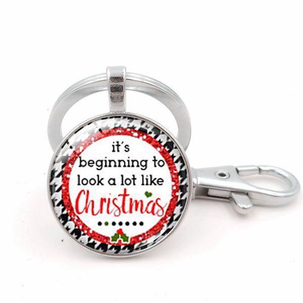 

keychains handmade holiday gift glass dome christmas snow keyring for women men, Silver