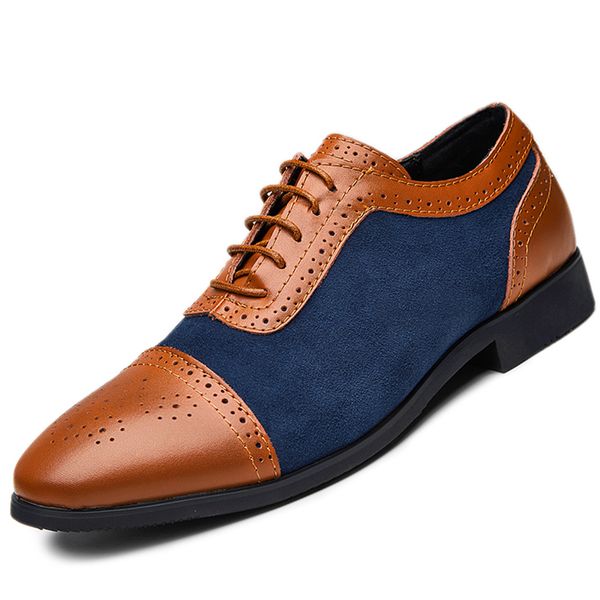 

men's dress shoes 2020 new business formal shoes men vitage design loafers lace-up wedding leather men formal, Black