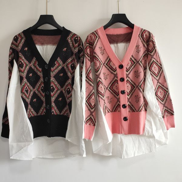 

милан взлетно-посадочной полосы свитер 2020 v шеи длинным рукавом щитовые женские свитера high end жаккардовый кардиган женщины конструктор, White;black