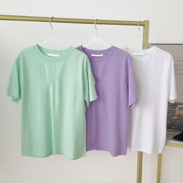 

foam letter printing simple clean elegant round collar duan xiu women's t-shirt 052950 foam letter printing simple clean elegant round, White