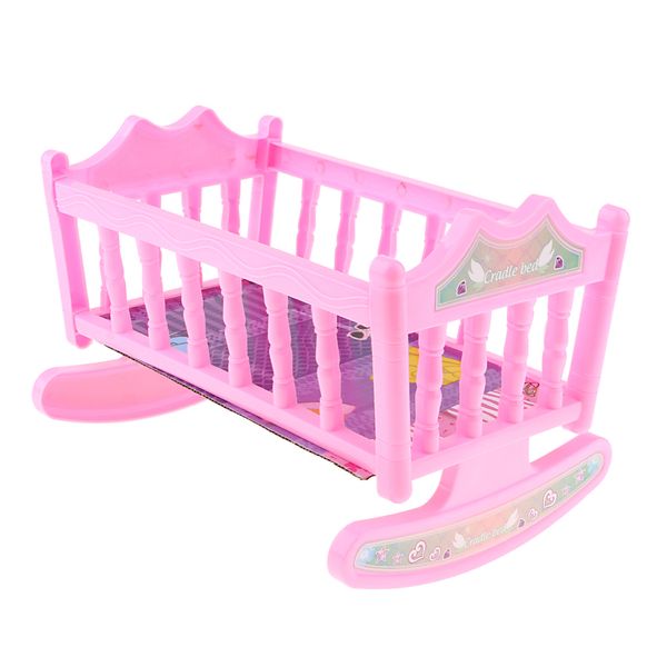 

baby doll rocking cradle bed - fits 20cm baby doll & reborn dolls - includes mattress & bedding, kids indoor outdoor playset