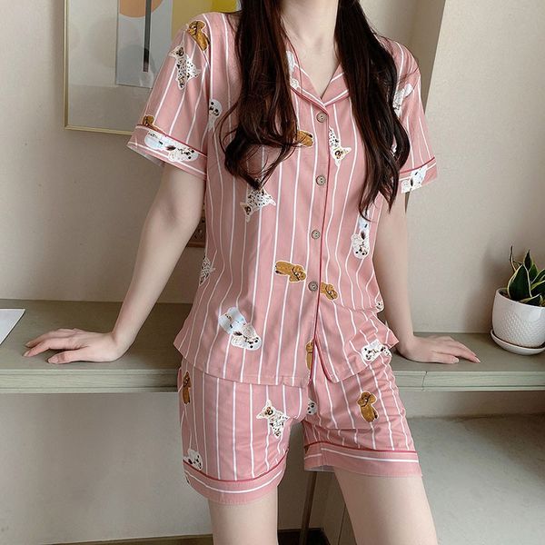 

z 4 patterns new ladies silk pajamas sets button nightwear casual wear suit -xl, Black;red