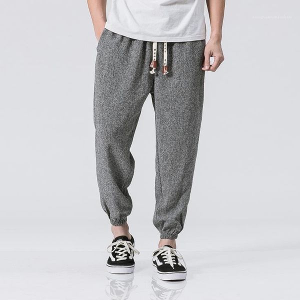 

print casual men designer clothing elastic waist drawstring pants loose plus size closure pants star point, Black