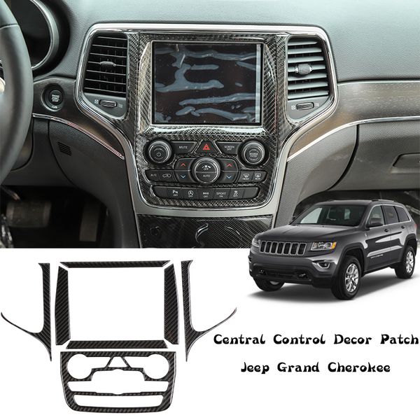 Decorazione adesiva per controllo centrale dello schermo a grana in fibra di carbonio per Jeep Grand Cherokee 2014+ Accessori interni auto