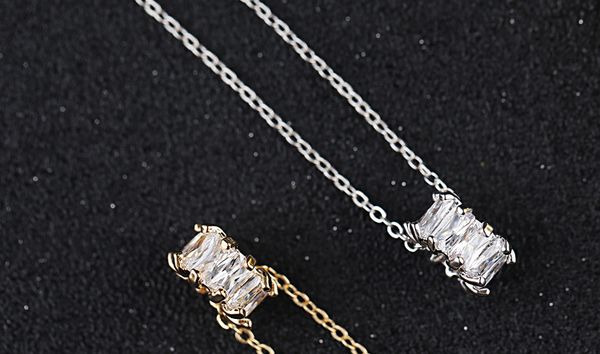 

передаточный цилиндр циркон ключицы цепи; короткие деньги простой модный индивидуальный кулон; корейское ожерелье из платины и циркония, Silver