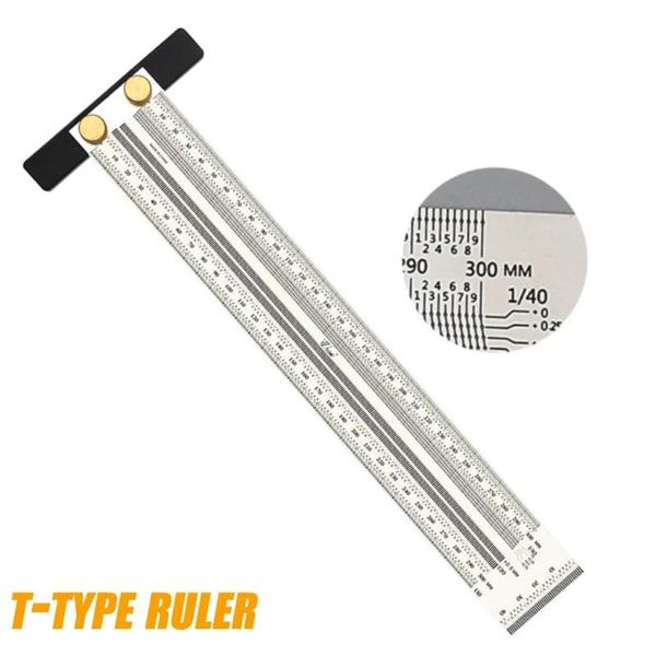 180mm Regla de marcado de ultra precisi/ón regla de orificio de tipo T Herramienta de medici/ón de acero inoxidable