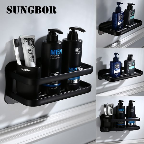 

space aluminum black bathroom shelves wall shelf shower storage rack bathroom accessories storage organizer rack hl-4141h
