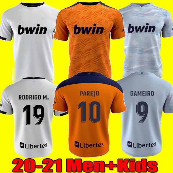 

men kids 20 21 valencia cf soccer jerseys rodrigo 20 21 parejo gameiro football shirt guedes c.soler camiseta de futbol uniforms, Black;yellow