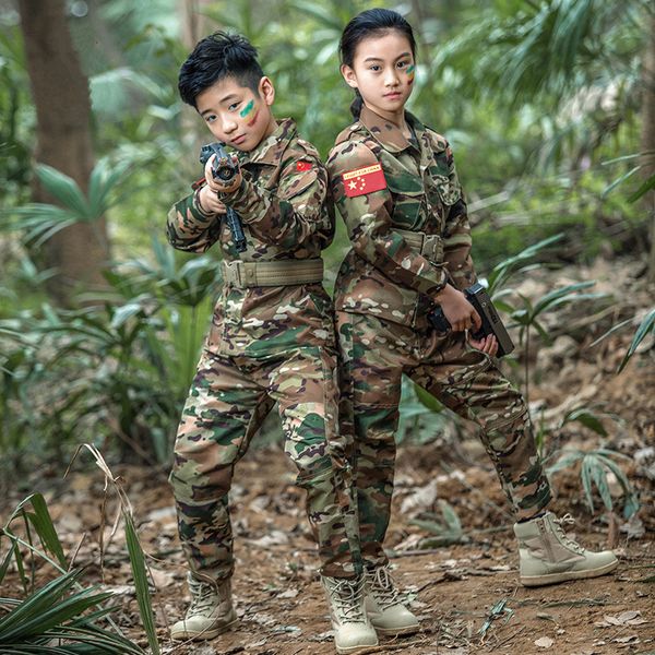 

factory outlets children's camouflage clothing set new kids special soldiers training clothes boys & girls uniform b186, White