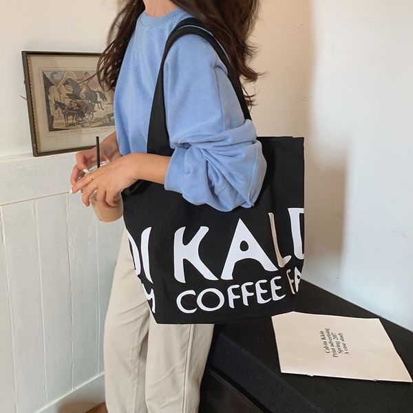 

nd print canvas shoulder bags new summer large capacity letter coffee handbag student bag korea shopping tote shoppinging