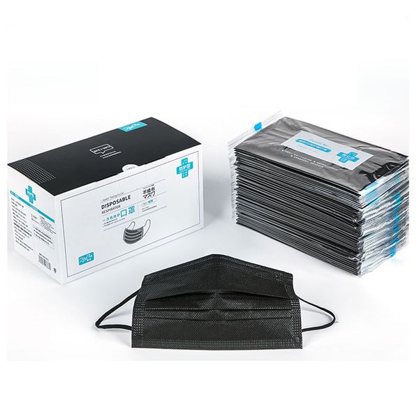 

Packaging with box Disposable activated carbon mask PM2.5 Non Woven Face Mask Dust-proof haze-proof Masks 50pcs/lot black free shipping
