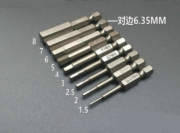 

new 9pcs h1.5-h8 hex screwdriver bits l50mm l100mm s2 steel 1/4" hex shank magnetic allen security bit diy hand tools