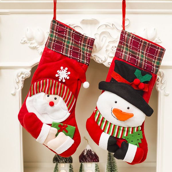 

1 pieces 27x45cm red snata snowman christmas socks