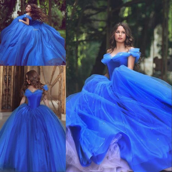 

синее опухшее дешевое quinceanera платье 2020 бальное платья с плеча тюля бисер сладких 16 платья, Blue;red