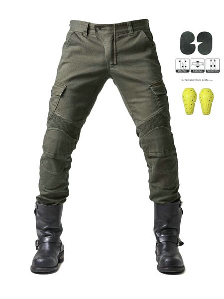 

genuine riding pants men's summer motorcycle locomotive anti-fall knight equipment stretch denim army green racing pants