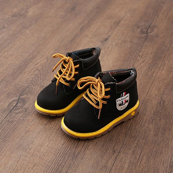 

baby shoes kids children baby girl boys boots pu leather shoes boots waterproof breathable low-heeled ankle #e, Black;grey