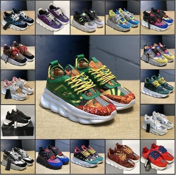 

2020 chain reaction mens luxury designer shoes women casual medusa suede air black dress trainers fashion zapatos sports sneakers 36-45