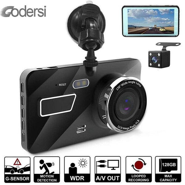 

автомобильный видеорегистратор даш камеры заднего вида двойная камера видео 1080p full hd 4" циклическая запись ночного видения g-сенсор шир