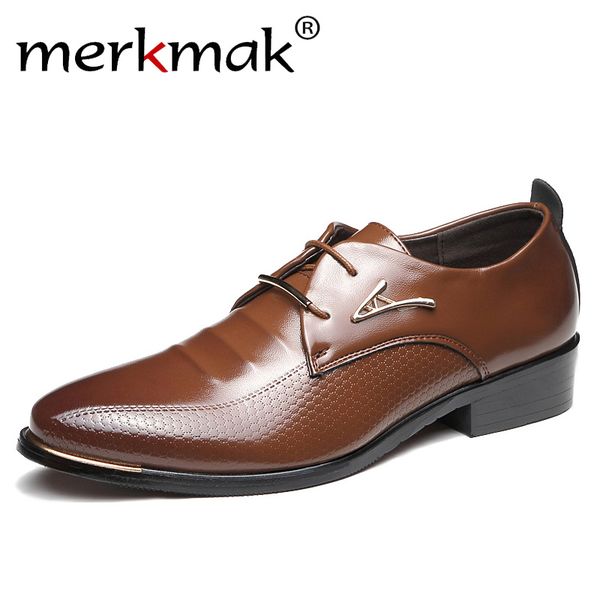 

merkmak casual brand men flats footwear shoes fashion comfort spring autumn formal office wedding soft man leather leisure shoes, Black